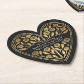 Black Royal Medieval Gold Sword Wedding ペーパーコースター (アングル)