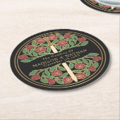 Black Royal Medieval Gold Sword Wedding ラウンドペーパーコースター (アングル)