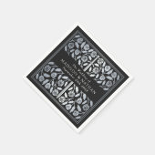 Black Royal Medieval Silver Sword Wedding スタンダードカクテルナプキン (角)