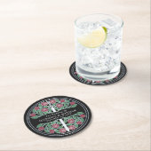 Black Royal Medieval Silver Sword Wedding ラウンドペーパーコースター (インサイチュ)