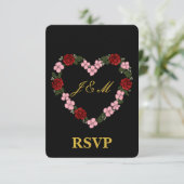 Black RSVP card with a pink and red heart (スタンド正面)
