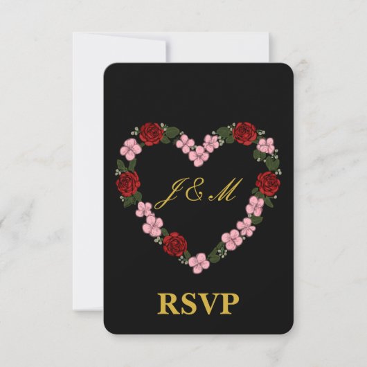 Black RSVP card with a pink and red heart (正面)