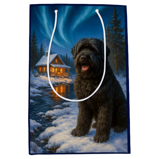 Black Russian Terrier Holiday Card ミディアムペーパーバッグ (正面)