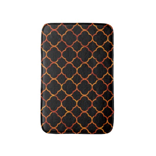 Black Rustic Gold Quatrefoil Patterns Elegant Cool バスマット (正面縦)