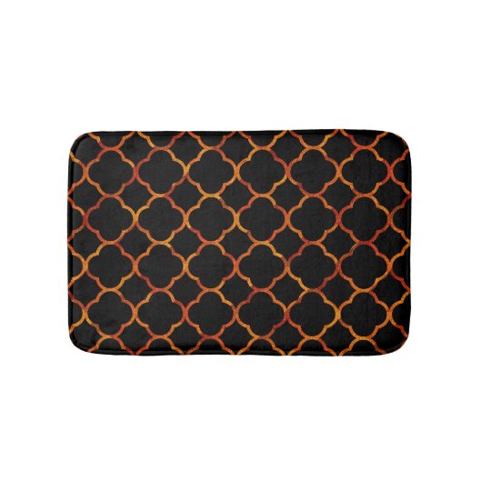 Black Rustic Gold Quatrefoil Patterns Elegant Cool バスマット (正面)