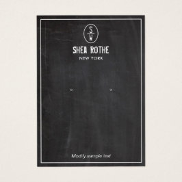 Black Rustic Stamp Monogram Earring Display Card