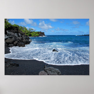 Black Sand Beach, Waianapanapa State Park, Maui Po ポスター