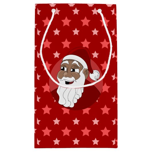 Black Santa Claus Cartoon Small Gift Bag スモールペーパーバッグ (裏面)