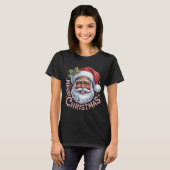 Black Santa Claus Merry Christmas Shirt African Am Tシャツ (正面フル)