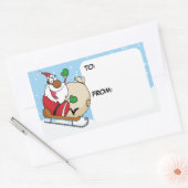 Black Santa Clause on Sleigh Giftラベルシール 長方形シール (封筒)