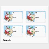 Black Santa Clause on Sleigh Giftラベルシール 長方形シール (シート)