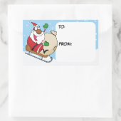 Black Santa Clause on Sleigh Giftラベルシール 長方形シール (バッグ)