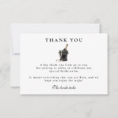 Black Satin Bow Pearls Bridal Shower サンキューカード (正面)