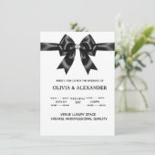 Black Satin Bow Wedding Invitation | Elegant Ribbo 招待状 (スタンド正面)