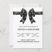 Black Satin Bow Wedding Invitation | Elegant Ribbo 招待状 (正面)