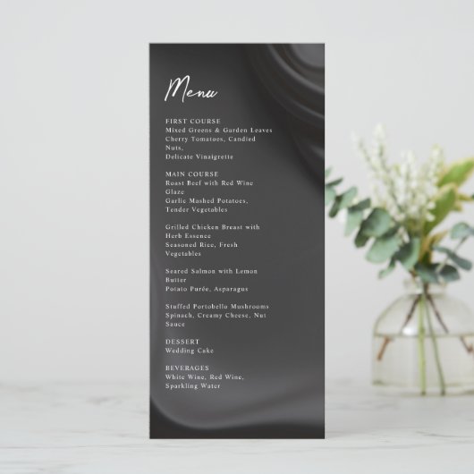 Black satin elegance wedding menu メニュー (スタンド正面)
