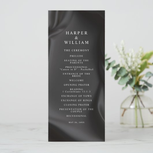 black Satin Elegance Wedding Program 招待状 (スタンド正面)