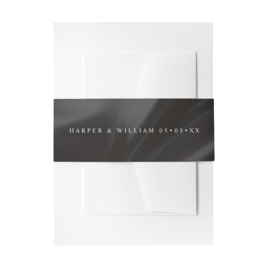 Black satin wedding Invitation Belly Band 招待状ベリーバンド (正面例)