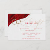 Black Satin with Wedding Rings Response Card 出欠カード (正面/裏面)