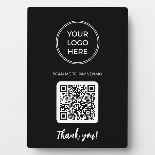 Black Scan Me QRコードプレート フォトプラーク (正面)