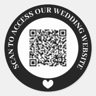 Black Scan To AccessのWebサイ結婚トハートQRコード ラウンドシール