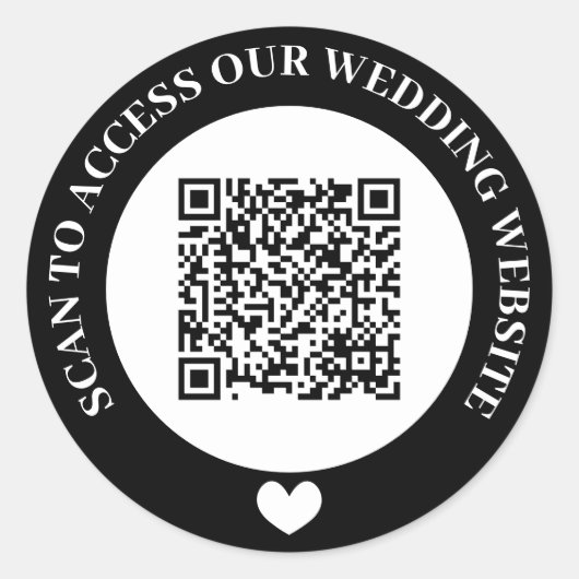 Black Scan To AccessのWebサイ結婚トハートQRコード ラウンドシール (正面)