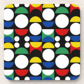 Black Scandinavian Bauhaus Mid-Century Pattern コースター (正面)