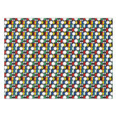 Black Scandinavian Bauhaus Mid-Century Pattern テーブルクロス (正面(横))