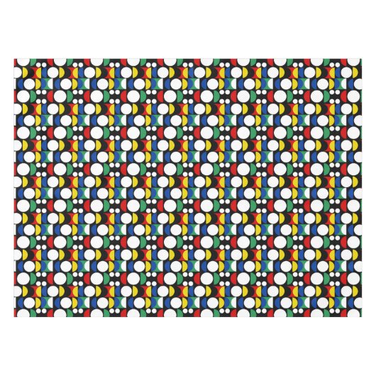 Black Scandinavian Bauhaus Mid-Century Pattern テーブルクロス (正面(横))