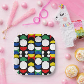 Black Scandinavian Bauhaus Mid-Century Pattern ペーパープレート (パーティー)