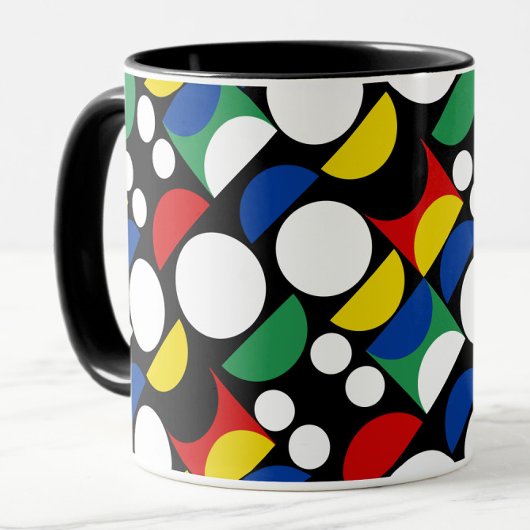 Black Scandinavian Bauhaus Mid-Century Pattern マグカップ