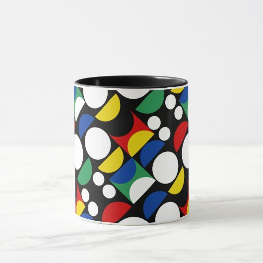 Black Scandinavian Bauhaus Mid-Century Pattern マグカップ (中央)