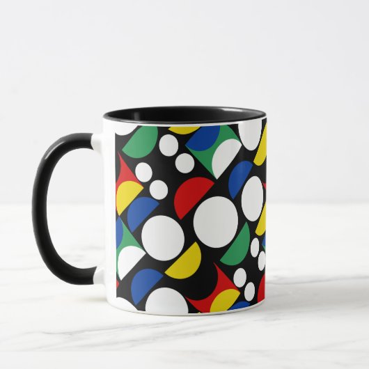 Black Scandinavian Bauhaus Mid-Century Pattern マグカップ (左)