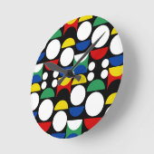 Black Scandinavian Bauhaus Mid-Century Pattern ラウンド壁時計 (傾斜)