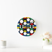 Black Scandinavian Bauhaus Mid-Century Pattern ラウンド壁時計 (ホーム)