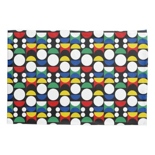 Black Scandinavian Bauhaus Mid-Century Pattern 枕カバー (裏面)