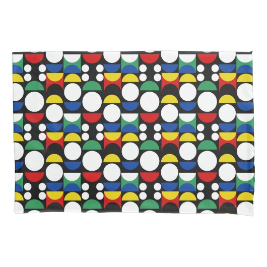 Black Scandinavian Bauhaus Mid-Century Pattern 枕カバー (正面)