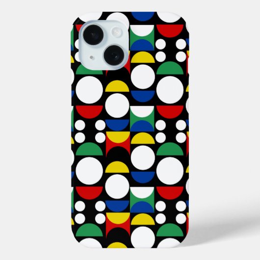 Black Scandinavian Bauhaus Mid-Century Pattern Case-Mate iPhoneケース (裏面)