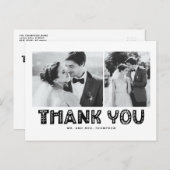 Black Scandinvian Photo Collage'結婚s Thank You ポストカード (正面/裏面)