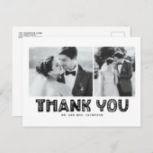 Black Scandinvian Photo Collage'結婚s Thank You 案内ポストカード (正面/裏面)