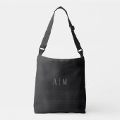 Black Scottish Tartan Custom Initial Monogram クロスボディバッグ (正面)