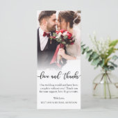 Black Script 感謝してい Loveの結婚写真 カード (スタンド正面)