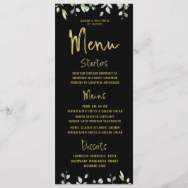 Black & Script Cligraphy クラシック金ゴールド結婚ズ メニュー