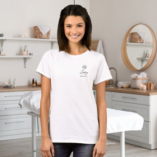Black Script Employee Name Business Logo Lashes Tシャツ