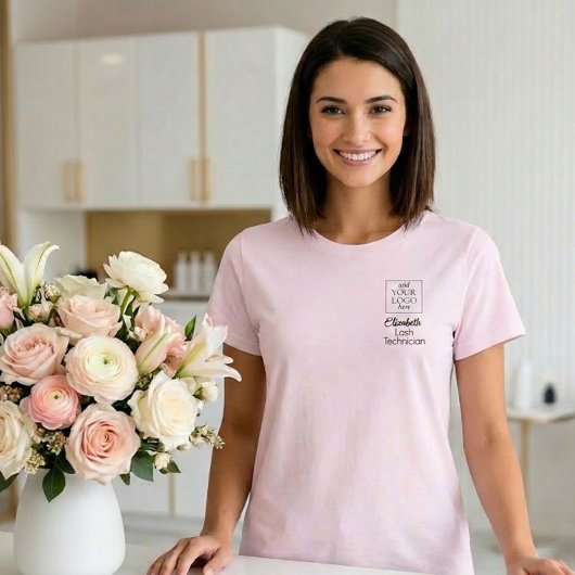 Black Script Employee Name Business Logo Lashes Tシャツ