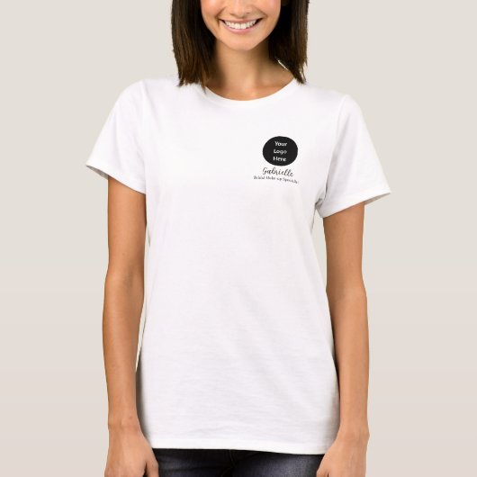 Black Script Employee Name Business Logo Make-up Tシャツ (正面)