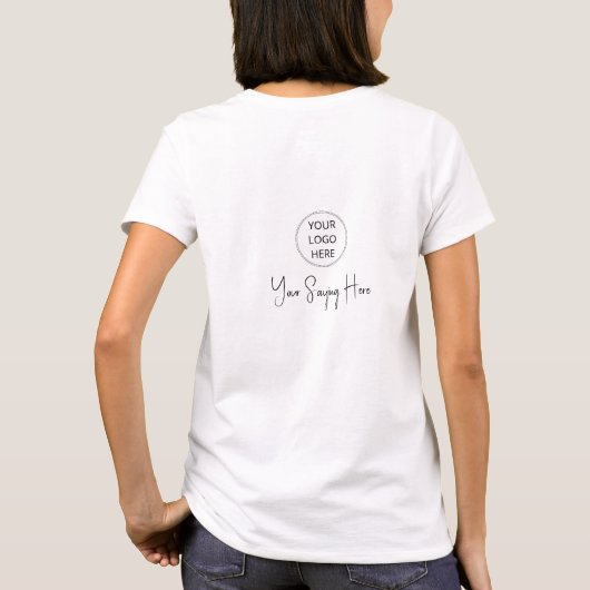 Black Script Employee Name Business Logo Makeup Tシャツ (裏面)