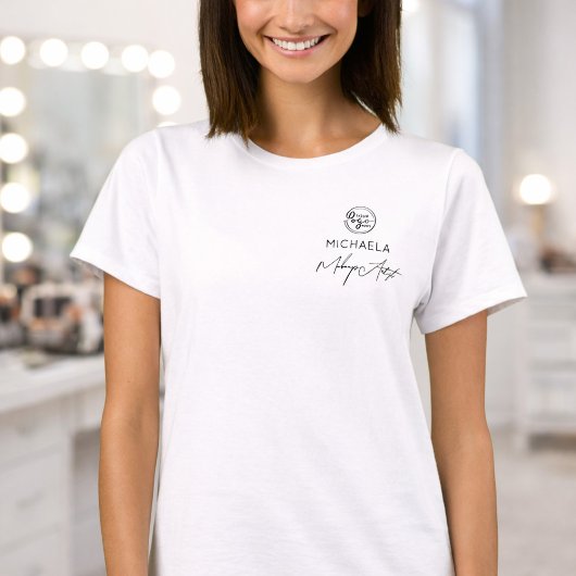 Black Script Employee Name Business Logo Makeup Tシャツ