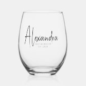 Black Script Established Best Mom Ever Custom  ステムなしワイングラス (正面)