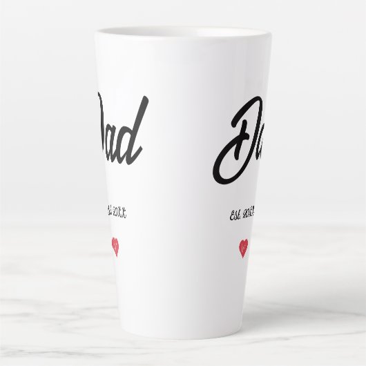 Black Script Established Dad Heart カフェラテマグ (正面)